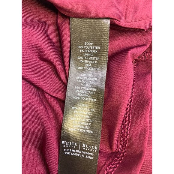 White House Black Market Faux Pearl Beaded Wide Strap Sleeveless Blouse Maroon - Picture 7 of 8